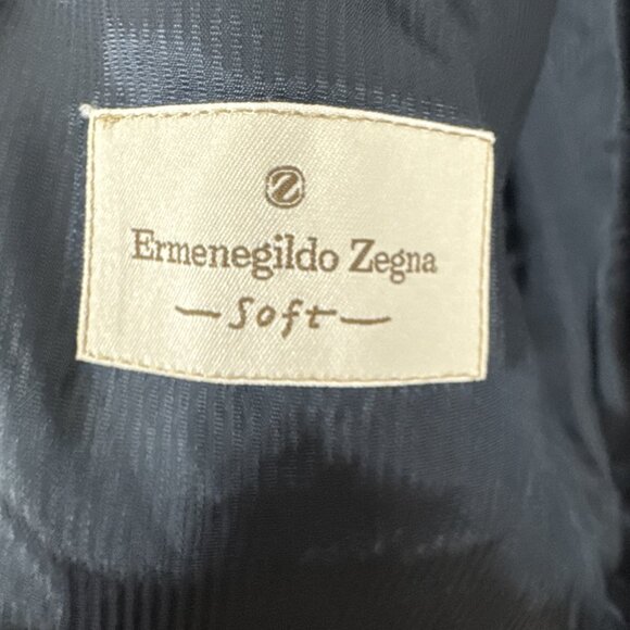 Ermenegildo Zegna Soft Men 40 navy slate-blue windowpane wool blazer Switzerland - Picture 8 of 9
